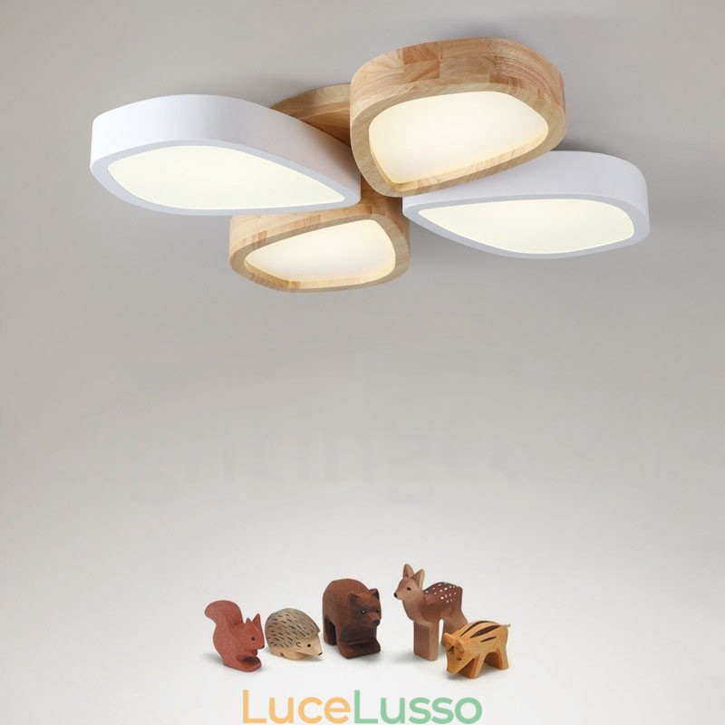 Lampada da soffitto in legno di petalo ultra sottile dimmerabile con paralume in acrilico Lampada da soffitto in stile nordico