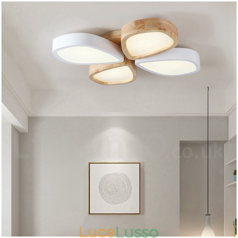 Lampada da soffitto in legno di petalo ultra sottile dimmerabile con paralume in acrilico Lampada da soffitto in stile nordico