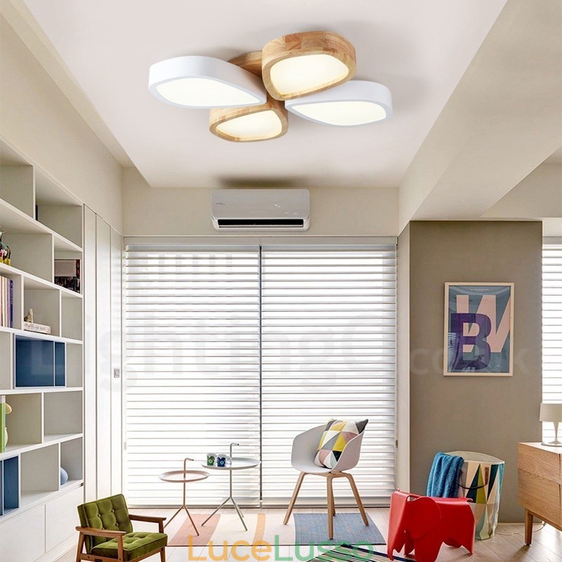 Lampada da soffitto in legno di petalo ultra sottile dimmerabile con paralume in acrilico Lampada da soffitto in stile nordico