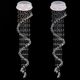 Lampadario a sospensione in cristallo, illuminazione a 4 luci, baldacchino in argento, lampade da soffitto in cristallo K9 trasparente, elica, H150CM