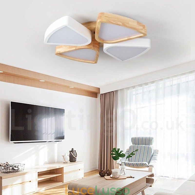 Lampada da soffitto in legno di petalo ultra sottile dimmerabile con paralume in acrilico Lampada da soffitto in stile nordico