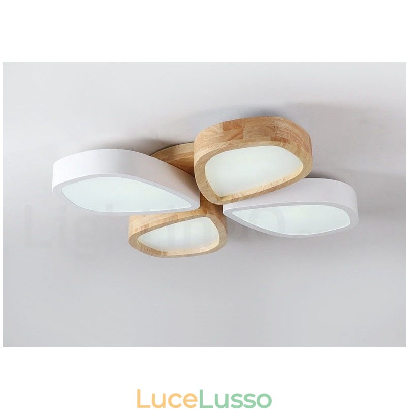 Lampada da soffitto in legno di petalo ultra sottile dimmerabile con paralume in acrilico Lampada da soffitto in stile nordico