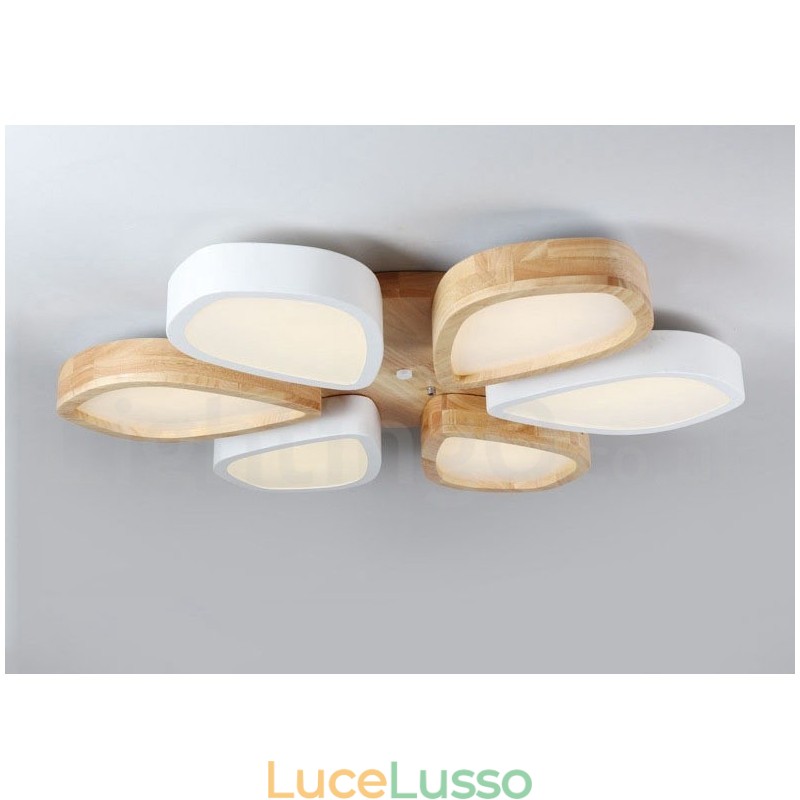 Lampada da soffitto in legno di petalo ultra sottile dimmerabile con paralume in acrilico Lampada da soffitto in stile nordico