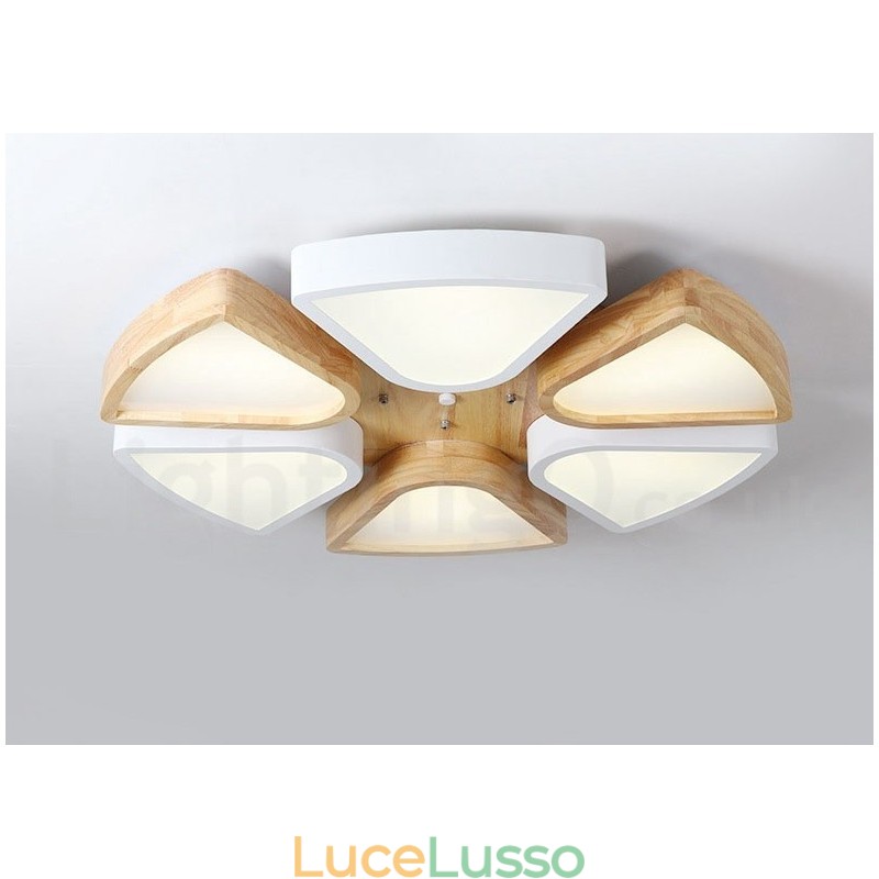 Lampada da soffitto in legno di petalo ultra sottile dimmerabile con paralume in acrilico Lampada da soffitto in stile nordico