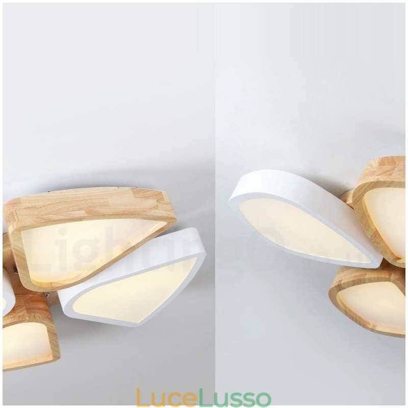 Lampada da soffitto in legno di petalo ultra sottile dimmerabile con paralume in acrilico Lampada da soffitto in stile nordico