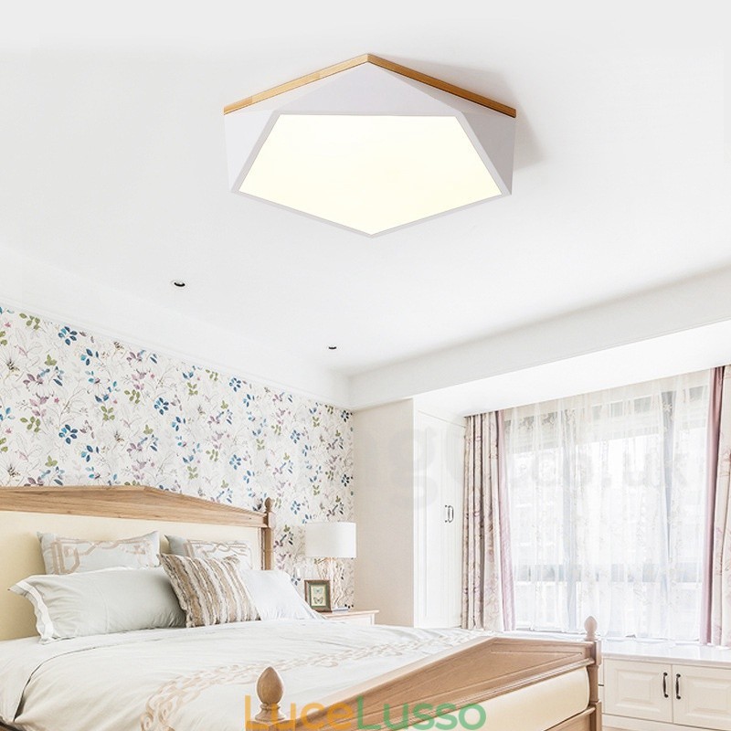 Lampada da soffitto in legno multicolore Macaron dimmerabile con paralume in acrilico Lampada da soffitto in stile nordico