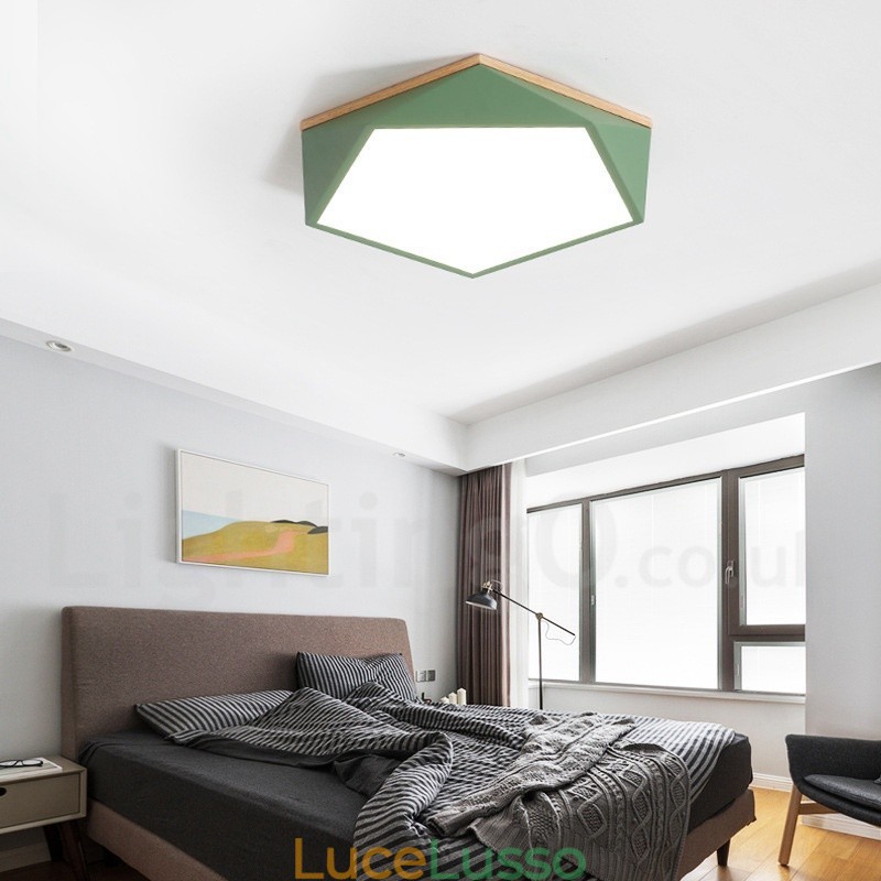 Lampada da soffitto in legno multicolore Macaron dimmerabile con paralume in acrilico Lampada da soffitto in stile nordico