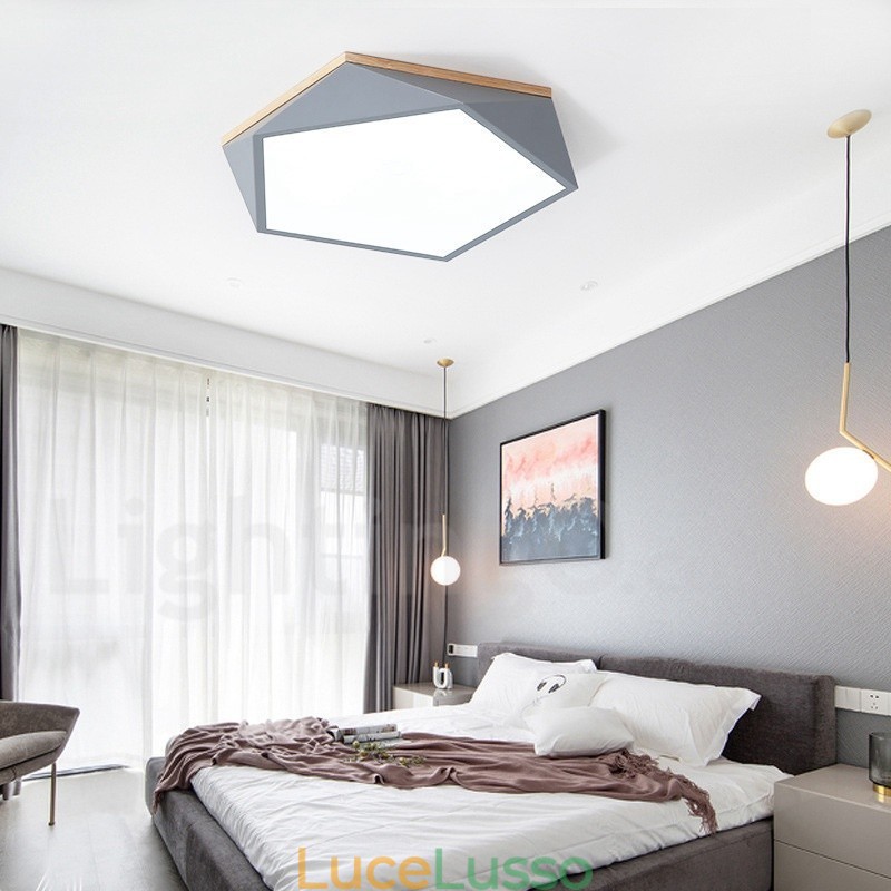 Lampada da soffitto in legno multicolore Macaron dimmerabile con paralume in acrilico Lampada da soffitto in stile nordico