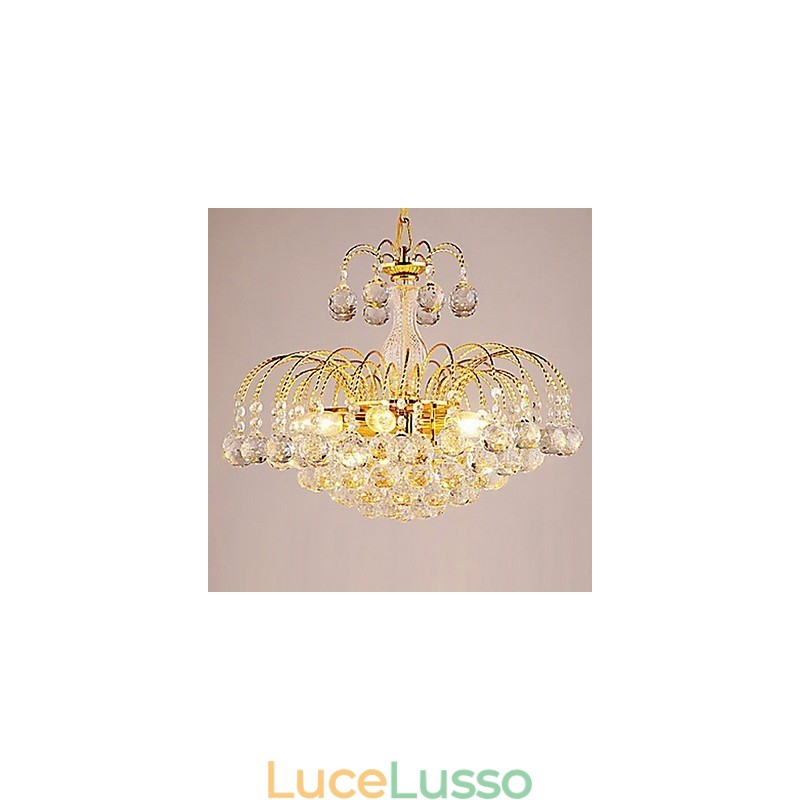 Lampadario di lusso in stile europeo a 3 luci con sfere di cristallo