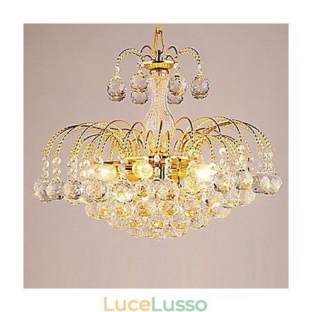 Lampadario di lusso in stile europeo a 3 luci con sfere di cristallo