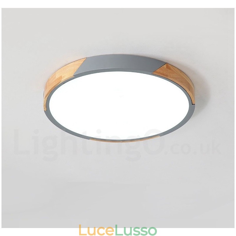 Lampada da soffitto ultra sottile in legno Macaron multicolore dimmerabile con paralume in acrilico Lampada da soffitto in stile nordico