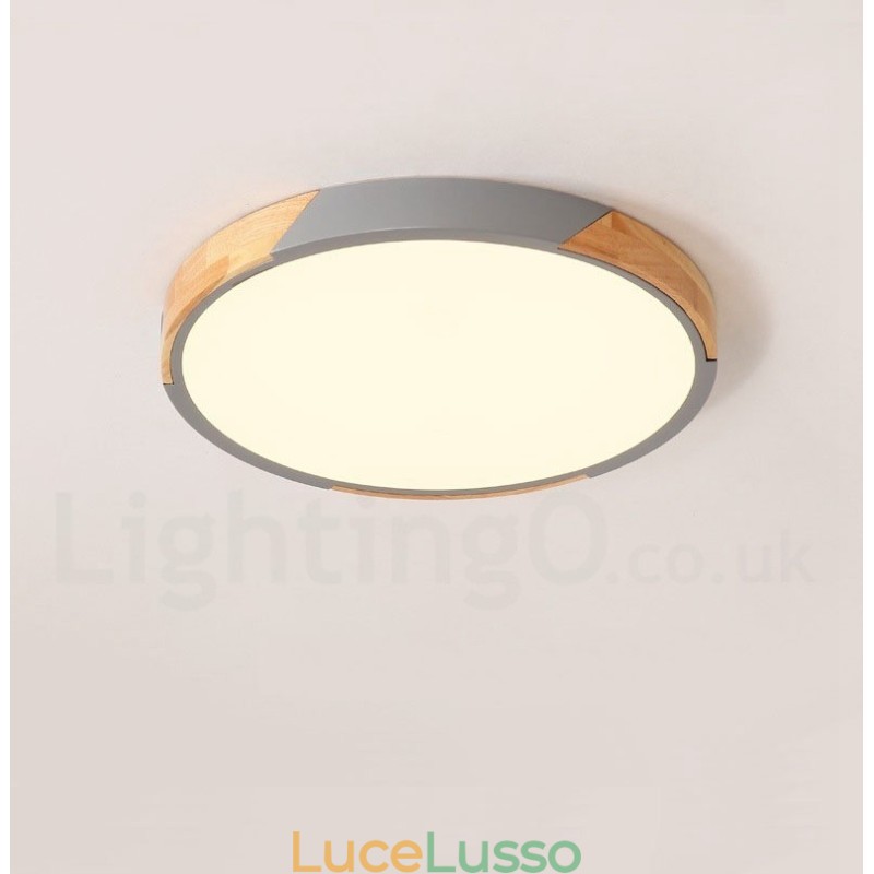 Lampada da soffitto ultra sottile in legno Macaron multicolore dimmerabile con paralume in acrilico Lampada da soffitto in stile nordico