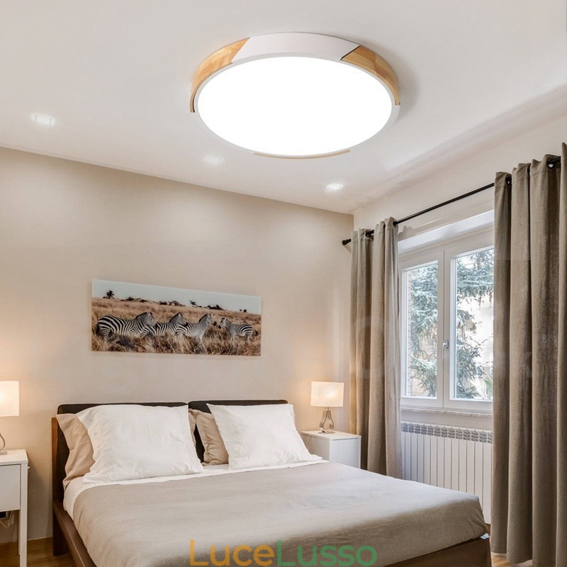 Lampada da soffitto ultra sottile in legno Macaron multicolore dimmerabile con paralume in acrilico Lampada da soffitto in stile nordico