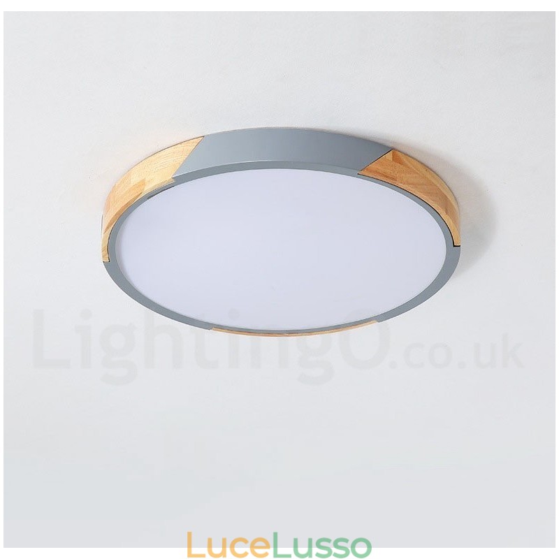 Lampada da soffitto ultra sottile in legno Macaron multicolore dimmerabile con paralume in acrilico Lampada da soffitto in stile nordico
