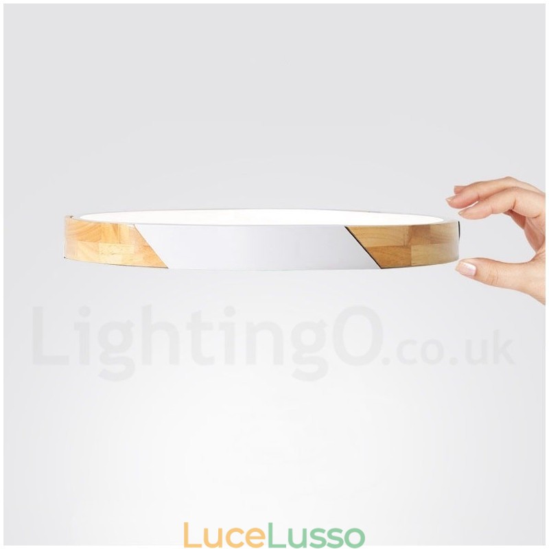 Lampada da soffitto ultra sottile in legno Macaron multicolore dimmerabile con paralume in acrilico Lampada da soffitto in stile nordico