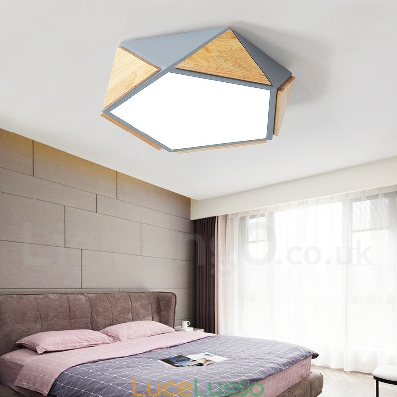 Lampada da soffitto in legno multicolore Macaron dimmerabile con paralume in acrilico Lampada da soffitto in stile nordico