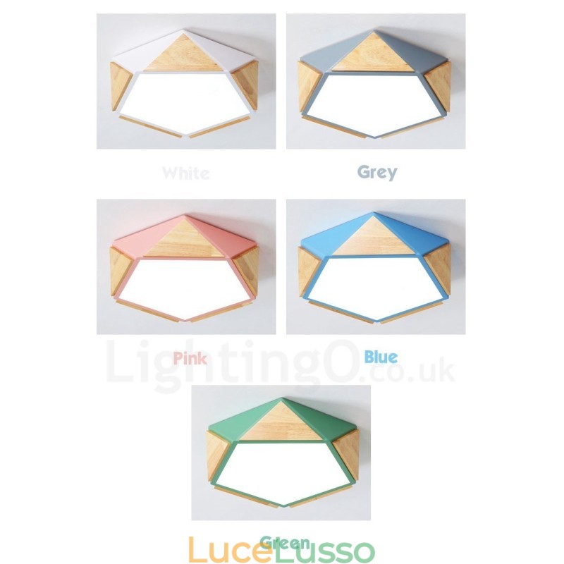 Lampada da soffitto in legno multicolore Macaron dimmerabile con paralume in acrilico Lampada da soffitto in stile nordico