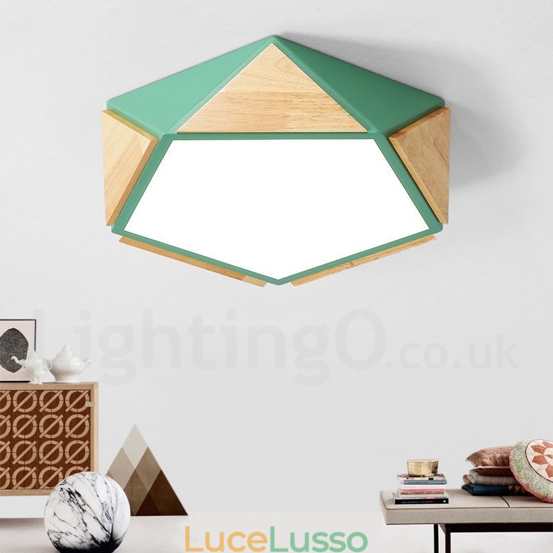 Lampada da soffitto in legno multicolore Macaron dimmerabile con paralume in acrilico Lampada da soffitto in stile nordico