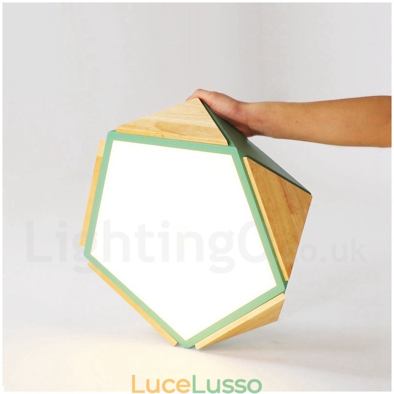 Lampada da soffitto in legno multicolore Macaron dimmerabile con paralume in acrilico Lampada da soffitto in stile nordico