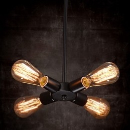 Lampada a sospensione 4 luci stile country in ferro battuto