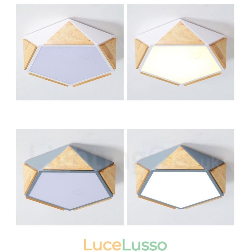 Lampada da soffitto in legno multicolore Macaron dimmerabile con paralume in acrilico Lampada da soffitto in stile nordico