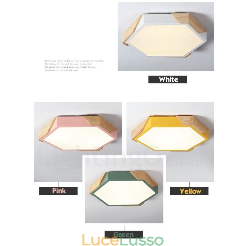 Lampada da soffitto in legno multicolore ultra sottile Macaron dimmerabile con paralume in acrilico Lampada da soffitto in stile nordico