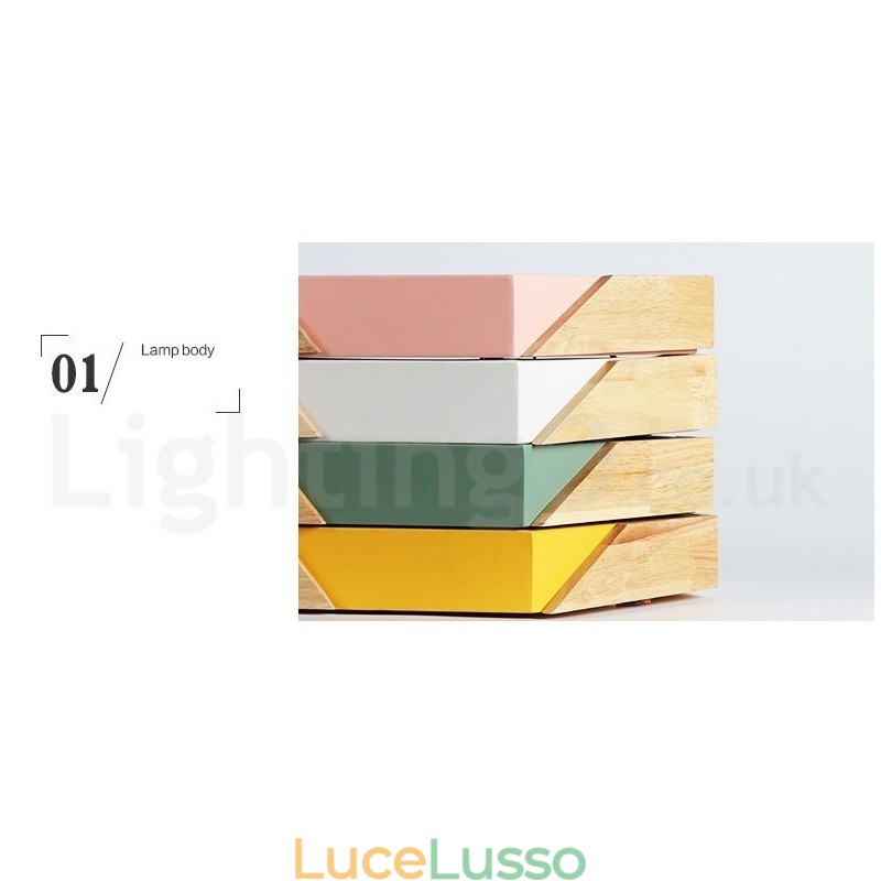 Lampada da soffitto in legno multicolore ultra sottile Macaron dimmerabile con paralume in acrilico Lampada da soffitto in stile nordico
