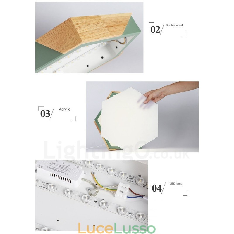 Lampada da soffitto in legno multicolore ultra sottile Macaron dimmerabile con paralume in acrilico Lampada da soffitto in stile nordico