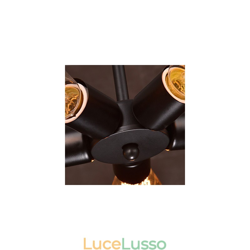 Lampada a sospensione 4 luci stile country in ferro battuto
