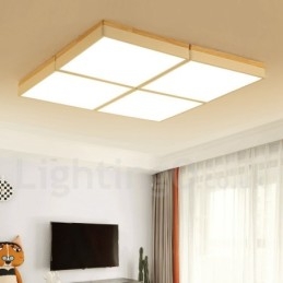 Grande lampada da soffitto quadrata dimmerabile Macaron ultra sottile multicolore in legno con paralume in acrilico Lampada da soffitto in stile nordico
