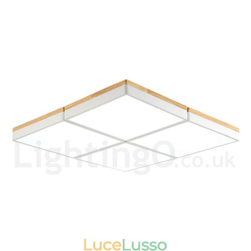 Grande lampada da soffitto quadrata dimmerabile Macaron ultra sottile multicolore in legno con paralume in acrilico Lampada da soffitto in stile nordico