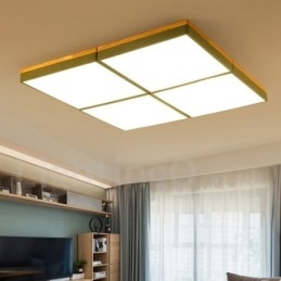 Grande lampada da soffitto quadrata dimmerabile Macaron ultra sottile multicolore in legno con paralume in acrilico Lampada da soffitto in stile nordico