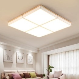 Grande lampada da soffitto quadrata dimmerabile Macaron ultra sottile multicolore in legno con paralume in acrilico Lampada da soffitto in stile nordico