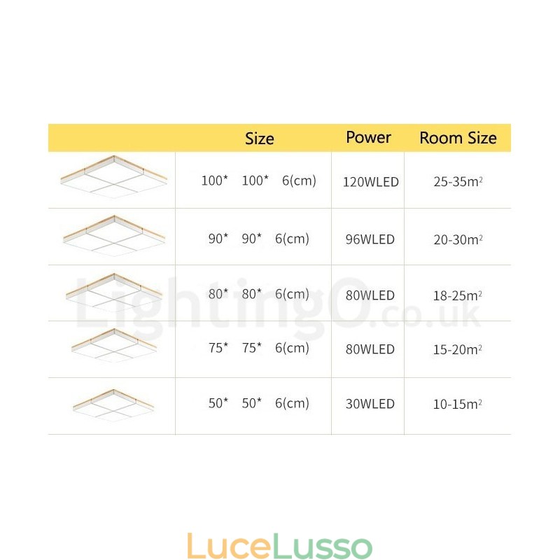 Grande lampada da soffitto quadrata dimmerabile Macaron ultra sottile multicolore in legno con paralume in acrilico Lampada da soffitto in stile nordico