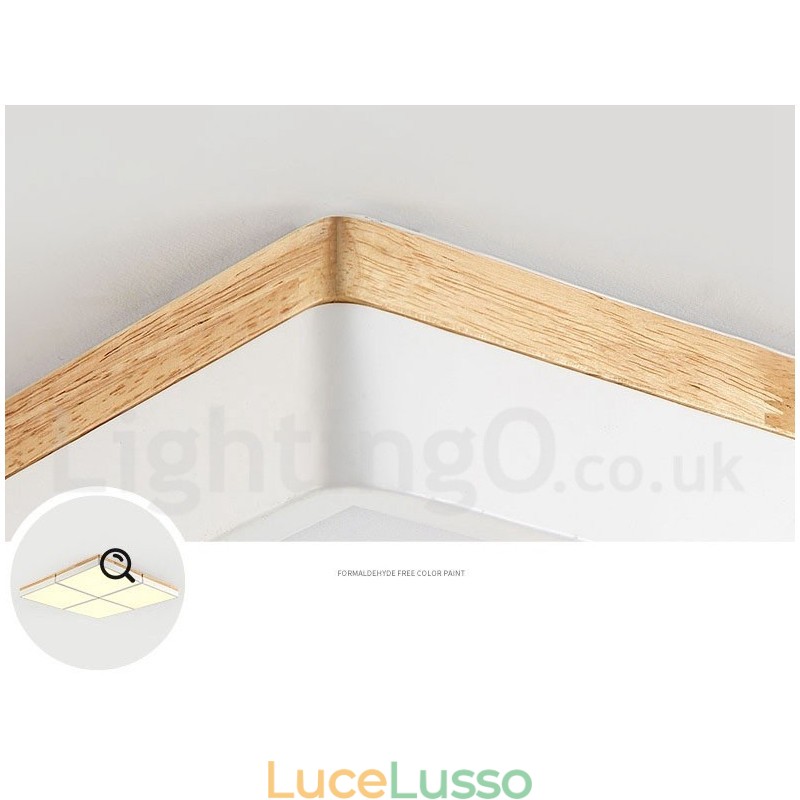 Grande lampada da soffitto quadrata dimmerabile Macaron ultra sottile multicolore in legno con paralume in acrilico Lampada da soffitto in stile nordico