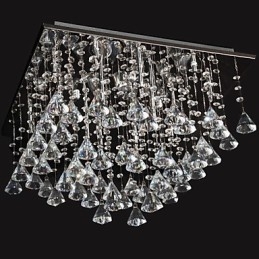 Lampadario tradizionale classico in metallo cromato di cristallo