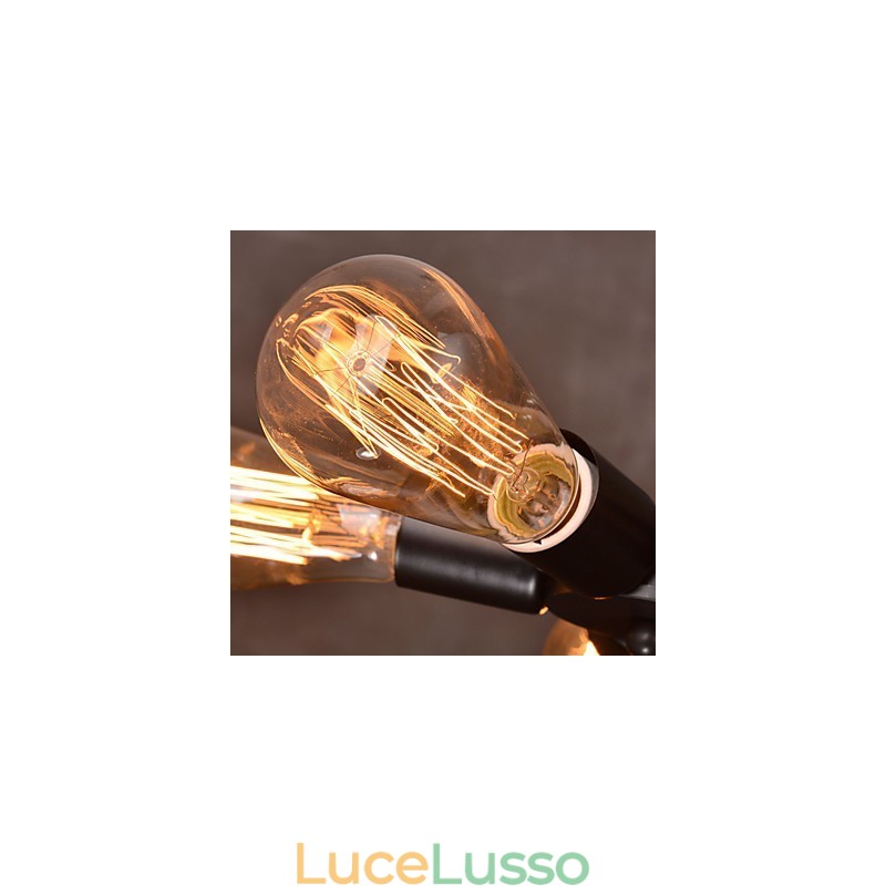 Lampada a sospensione 4 luci stile country in ferro battuto