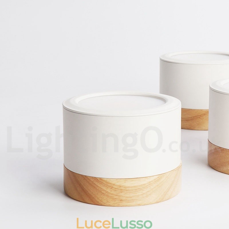 Mini plafoniera in legno dal design moderno con paralume in acrilico, speciale per essere utilizzata anche come applique