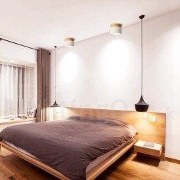 Mini plafoniera in legno dal design moderno con paralume in acrilico, speciale per essere utilizzata anche come applique