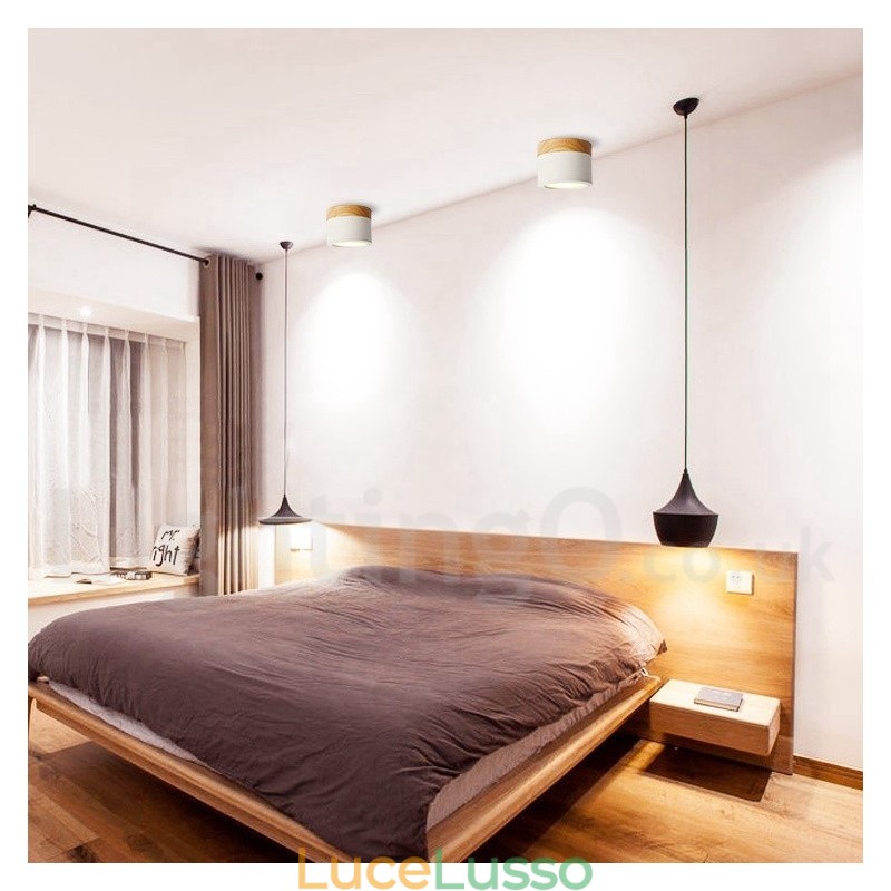 Mini plafoniera in legno dal design moderno con paralume in acrilico, speciale per essere utilizzata anche come applique