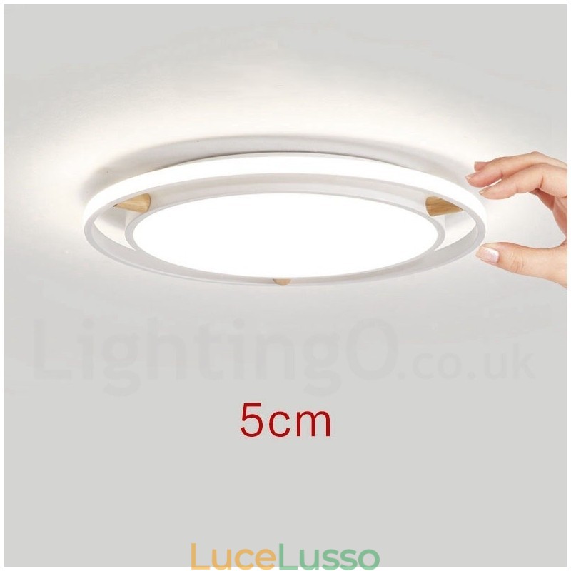 Lampada da soffitto rotonda in legno multicolore ultra sottile Macaron dimmerabile con paralume in acrilico Lampada da soffitto in stile nordico