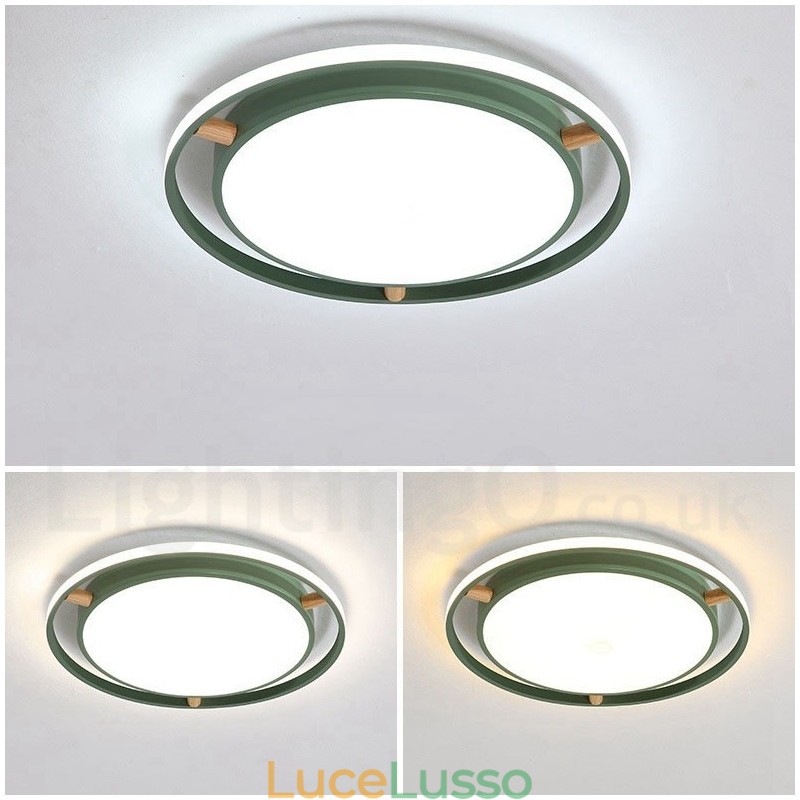Lampada da soffitto rotonda in legno multicolore ultra sottile Macaron dimmerabile con paralume in acrilico Lampada da soffitto in stile nordico