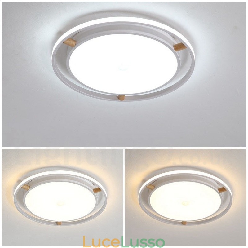 Lampada da soffitto rotonda in legno multicolore ultra sottile Macaron dimmerabile con paralume in acrilico Lampada da soffitto in stile nordico
