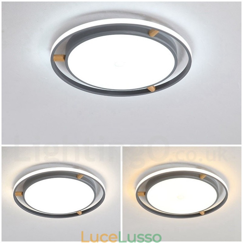 Lampada da soffitto rotonda in legno multicolore ultra sottile Macaron dimmerabile con paralume in acrilico Lampada da soffitto in stile nordico