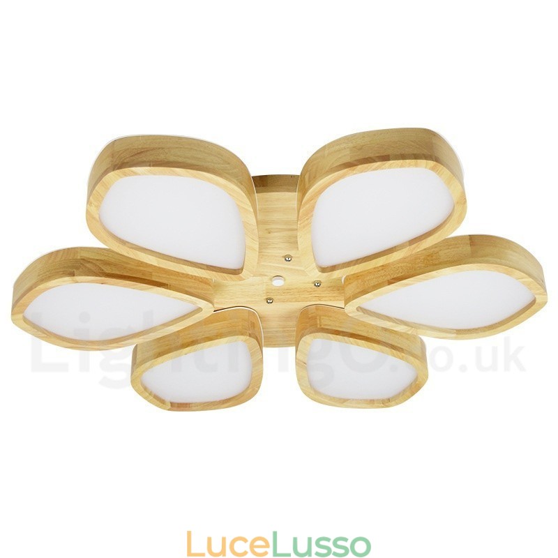 Lampada da soffitto in legno a forma di petalo con paralume in acrilico Lampada da soffitto in stile nordico
