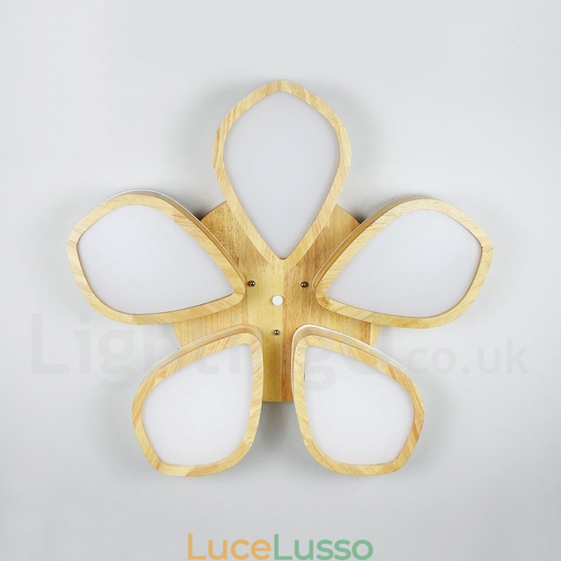 Lampada da soffitto in legno a forma di petalo con paralume in acrilico Lampada da soffitto in stile nordico