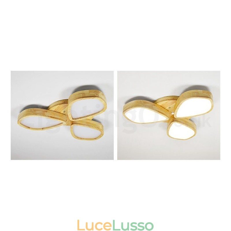 Lampada da soffitto in legno a forma di petalo con paralume in acrilico Lampada da soffitto in stile nordico