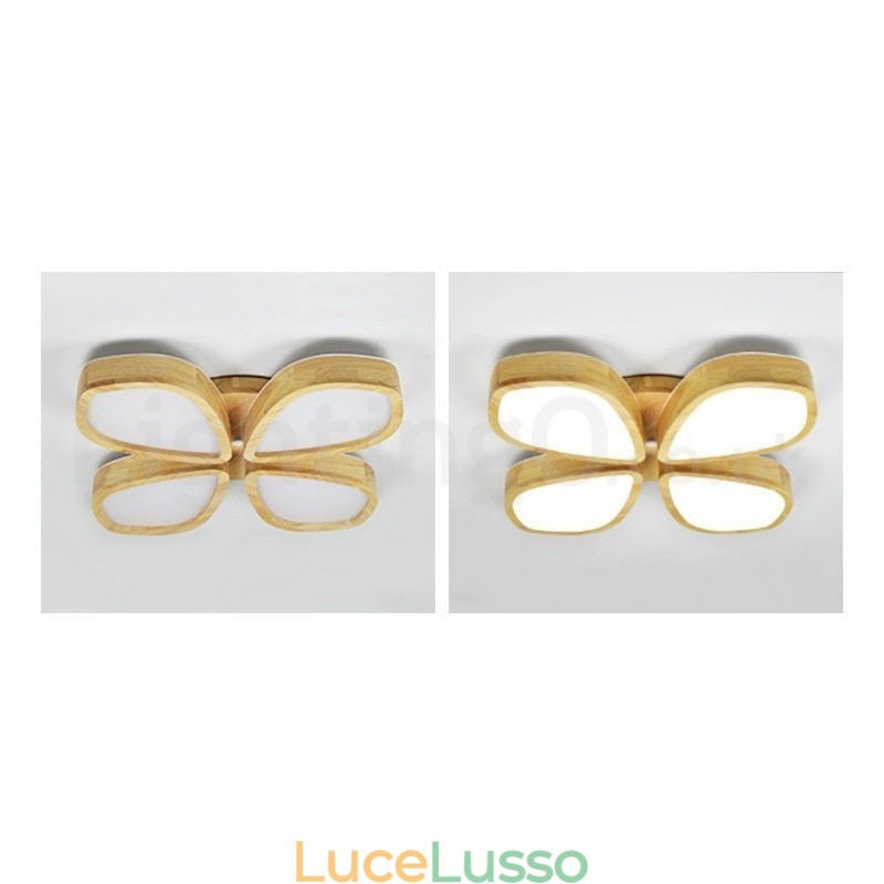Lampada da soffitto in legno a forma di petalo con paralume in acrilico Lampada da soffitto in stile nordico