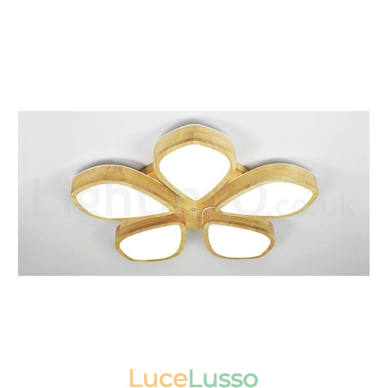 Lampada da soffitto in legno a forma di petalo con paralume in acrilico Lampada da soffitto in stile nordico
