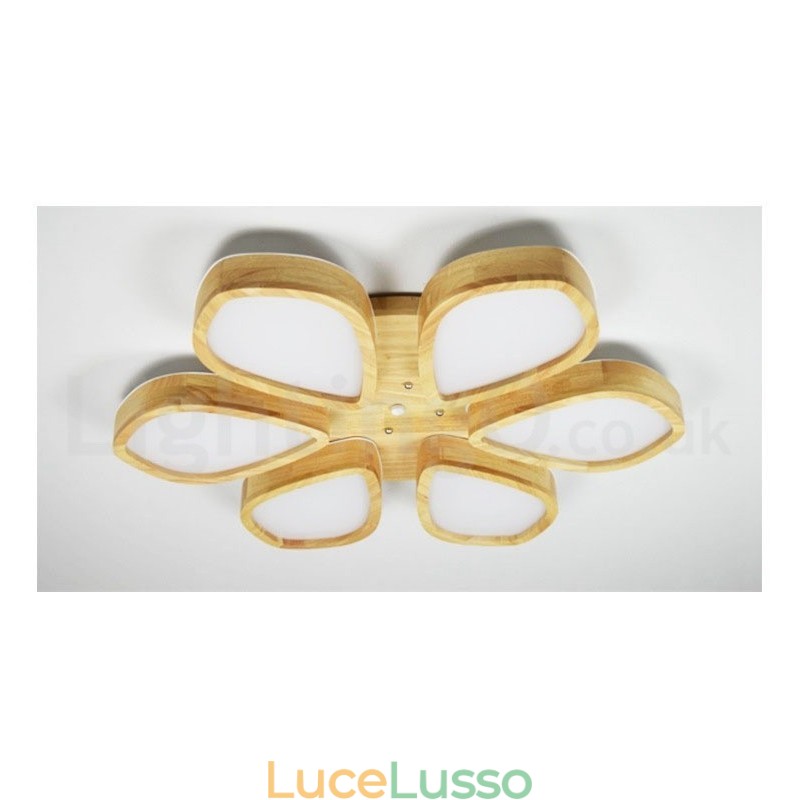 Lampada da soffitto in legno a forma di petalo con paralume in acrilico Lampada da soffitto in stile nordico